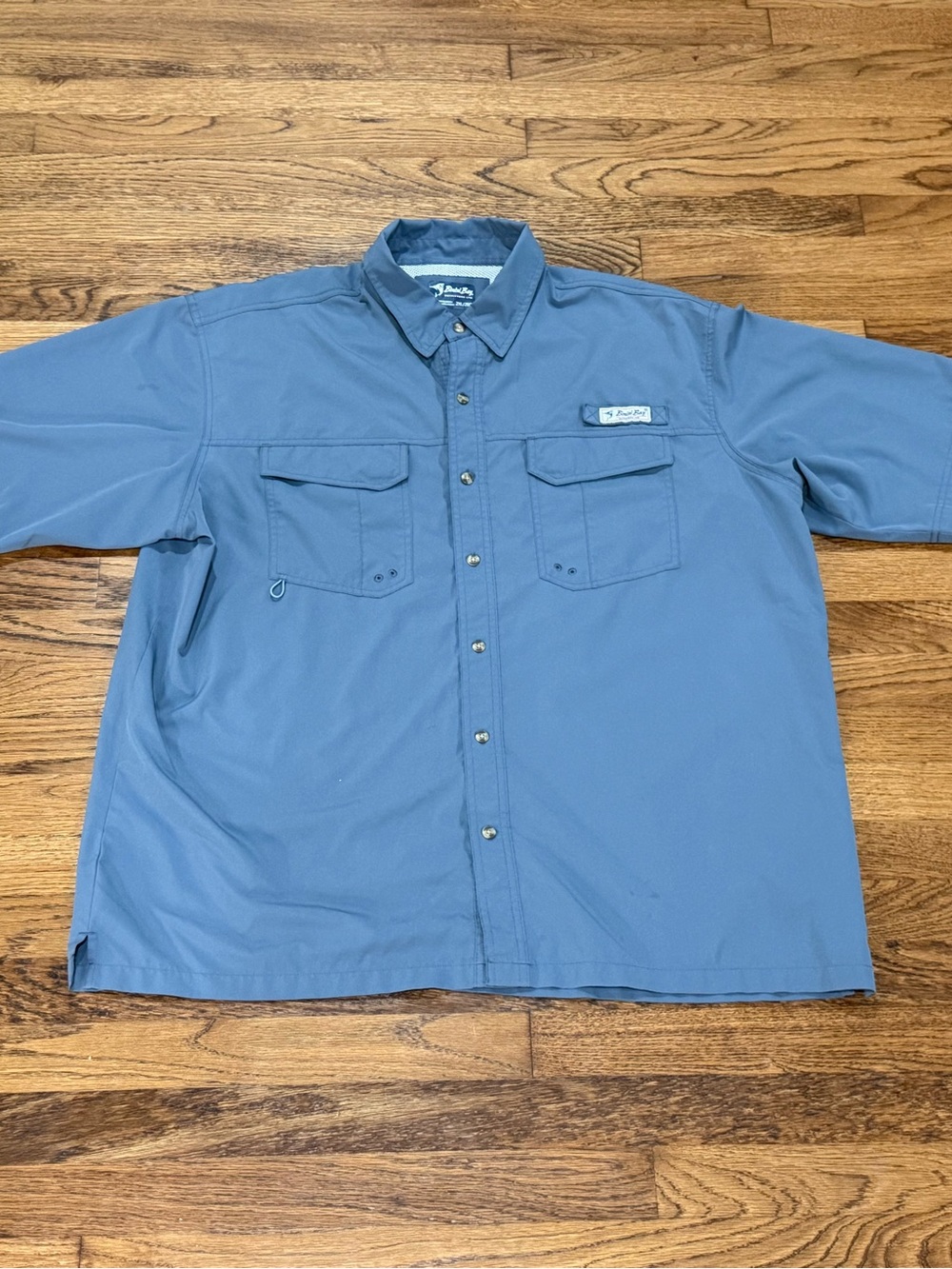 Bimini Bay Outfitters Men 2XL Gray Fishing Shirt Vented Short Sleeve Button Up
